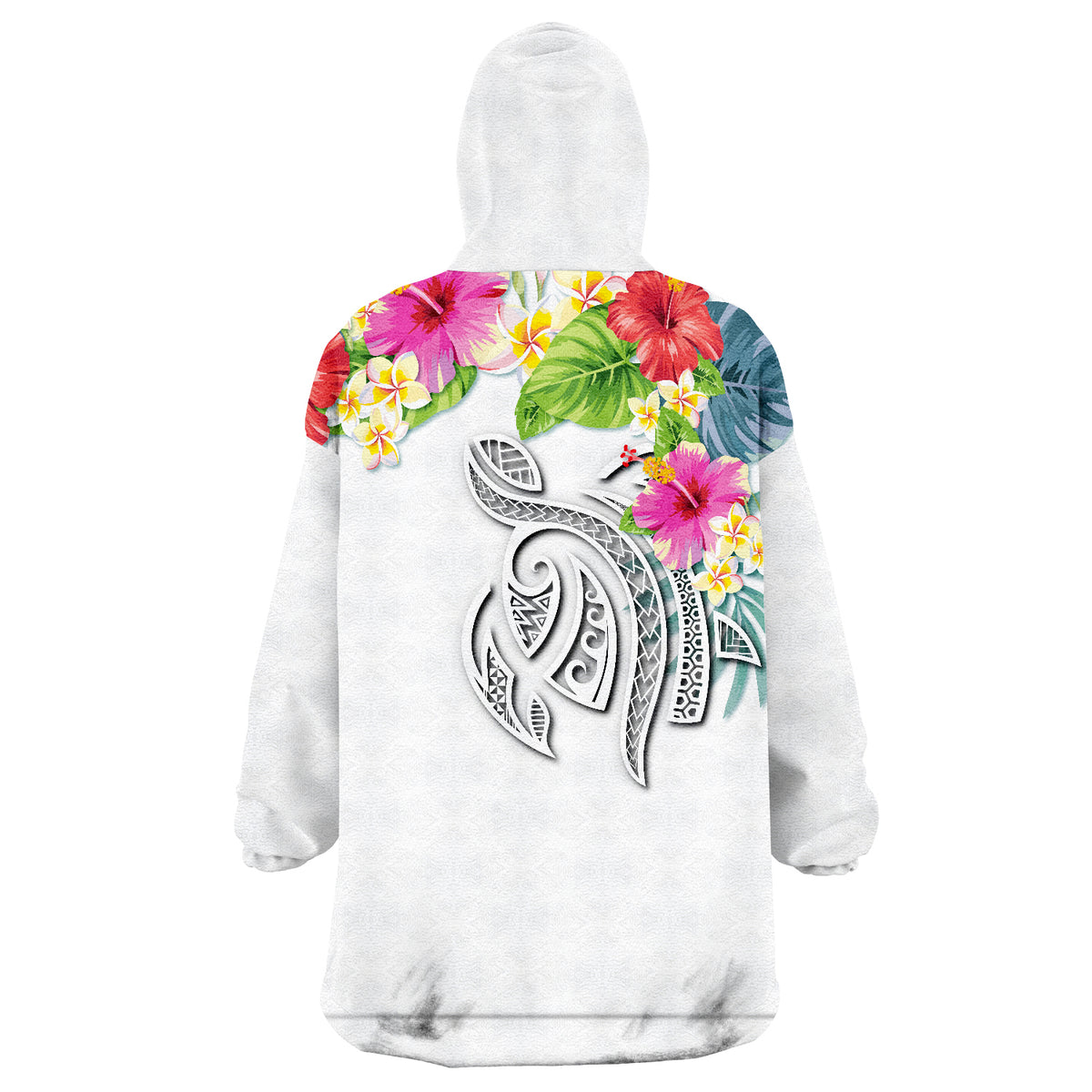 Guam Polynesian Summer Plumeria White Wearable Blanket Hoodie - Wonder Print Shop