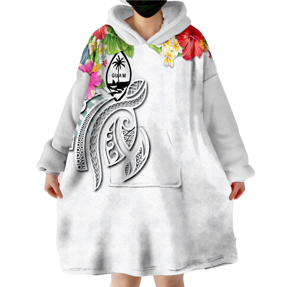 Guam Polynesian Summer Plumeria White Wearable Blanket Hoodie - Wonder Print Shop