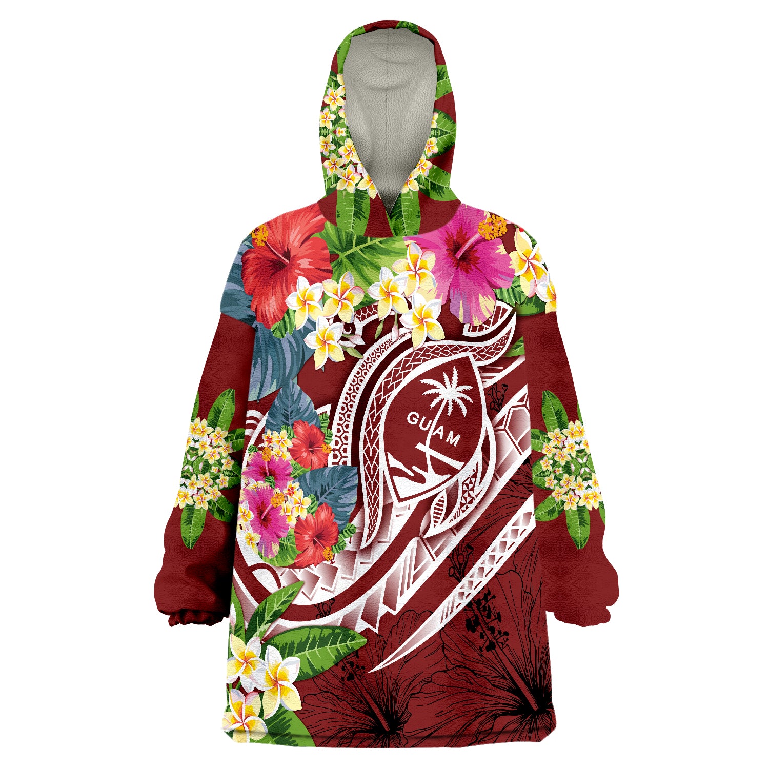 Guam Summer Plumeria Wearable Blanket Hoodie - Wonder Print Shop