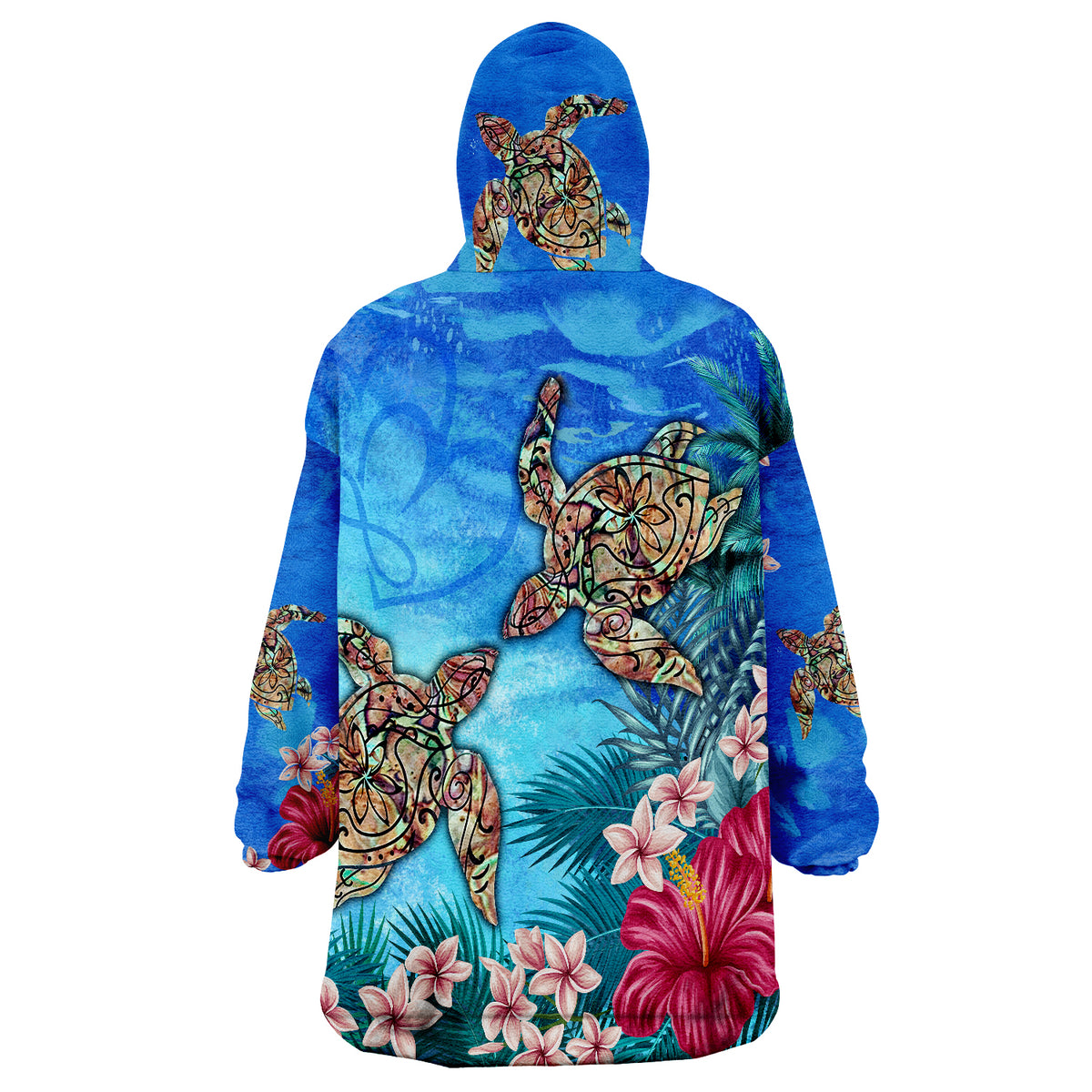 Guam Turtle Hibiscus Ocean Of Love Wearable Blanket Hoodie - Wonder Print Shop