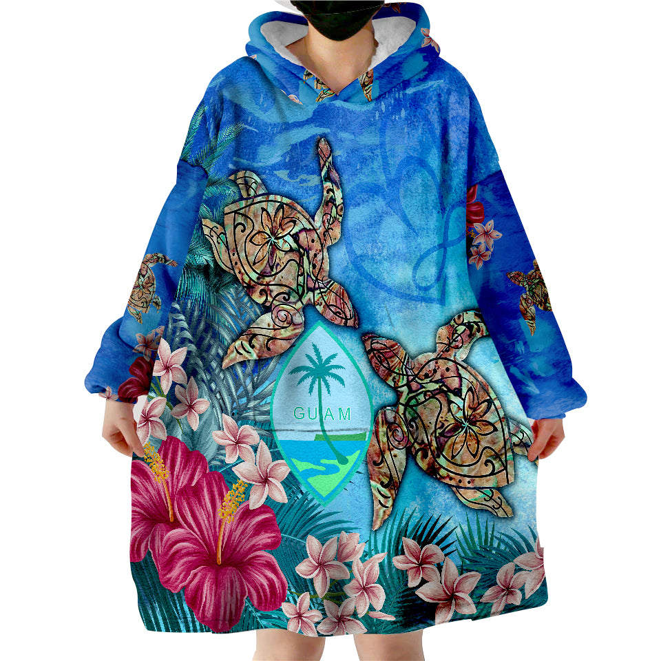 Guam Turtle Hibiscus Ocean Of Love Wearable Blanket Hoodie - Wonder Print Shop