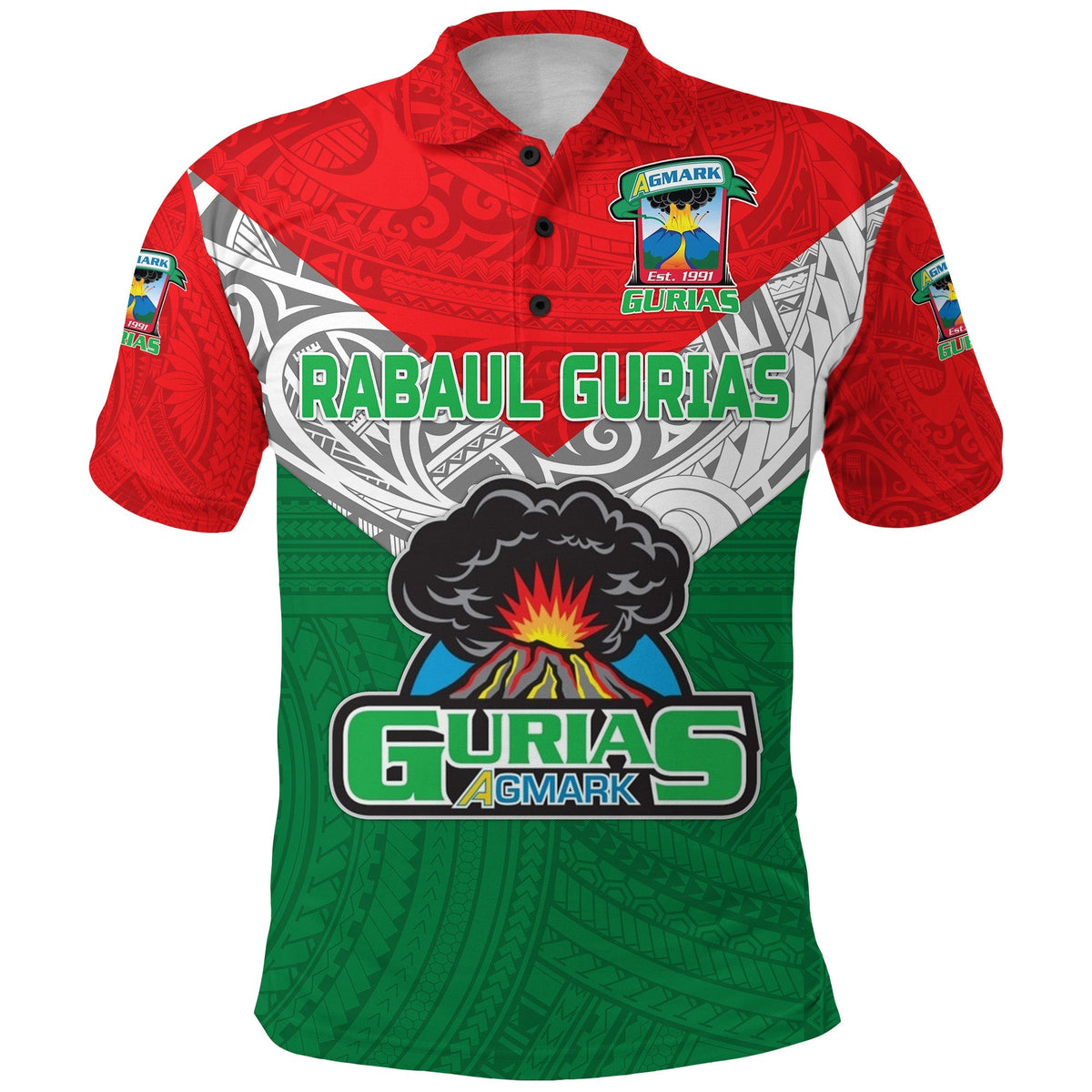 Papua New Guinea Agmark Rabaul Gurias Polo Shirt Rugby Green LT8 - Wonder Print Shop