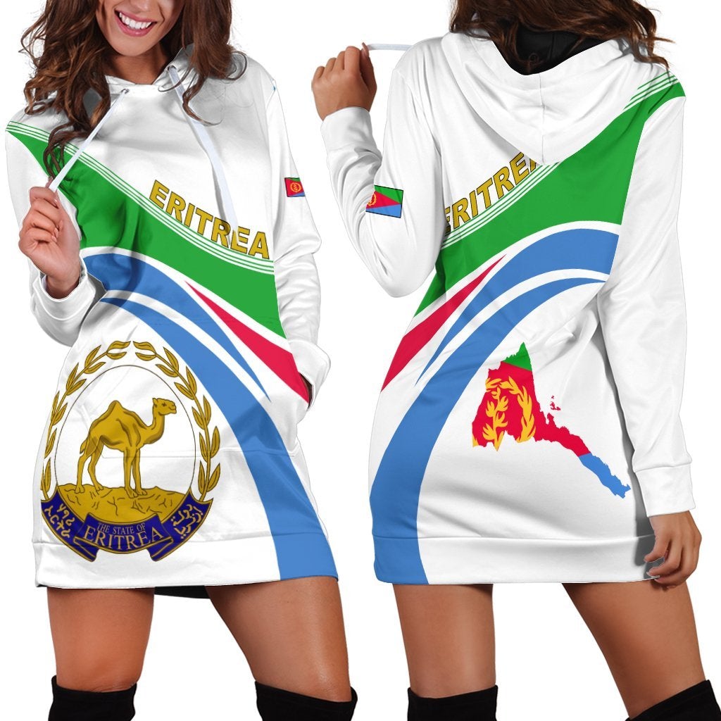 Eritrea Map And Coat Of Arms Hoodie Dress LT13 - Wonder Print Shop