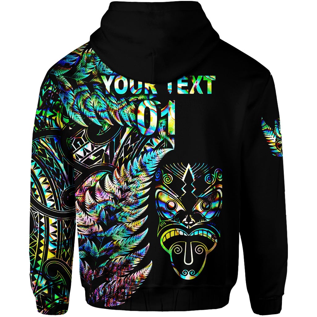 Custom New Zealand Haka Rugby Maori Hoodie Silver Fern Vibes Paua Shell LT8 - Wonder Print Shop