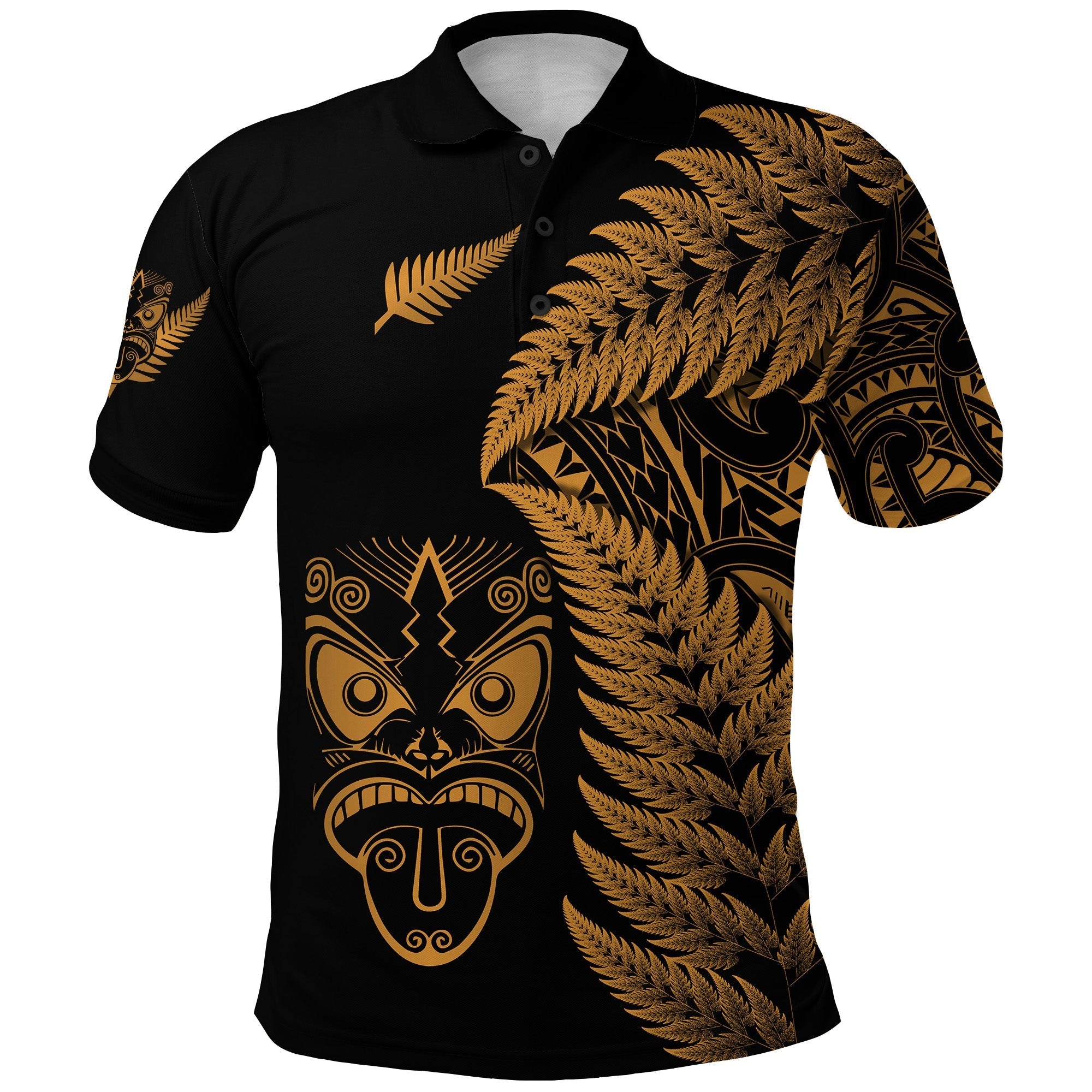custom-personalised-new-zealand-haka-rugby-maori-polo-shirt-silver-fern-vibes-gold