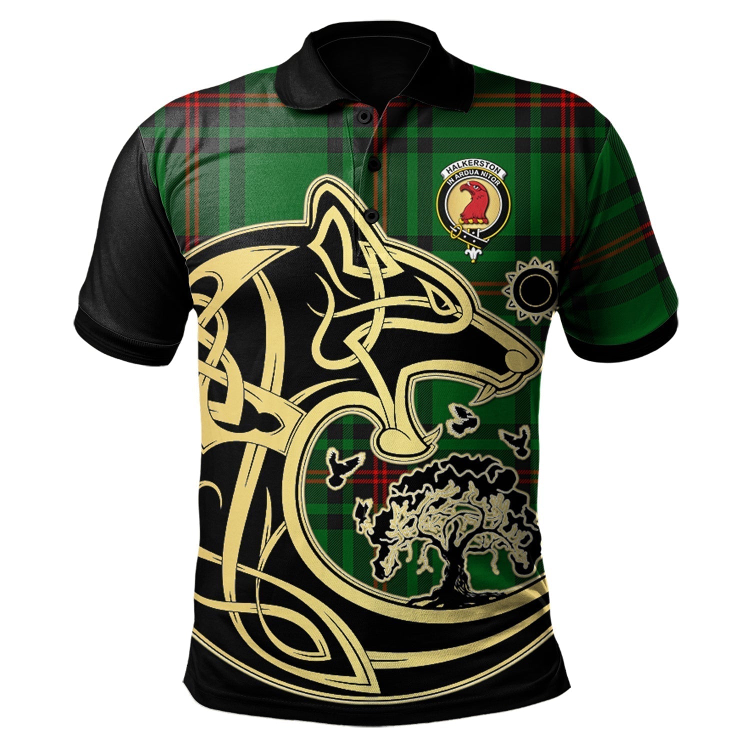 scottish-halkerston-clan-crest-tartan-celtic-wolf-style-polo-shirt