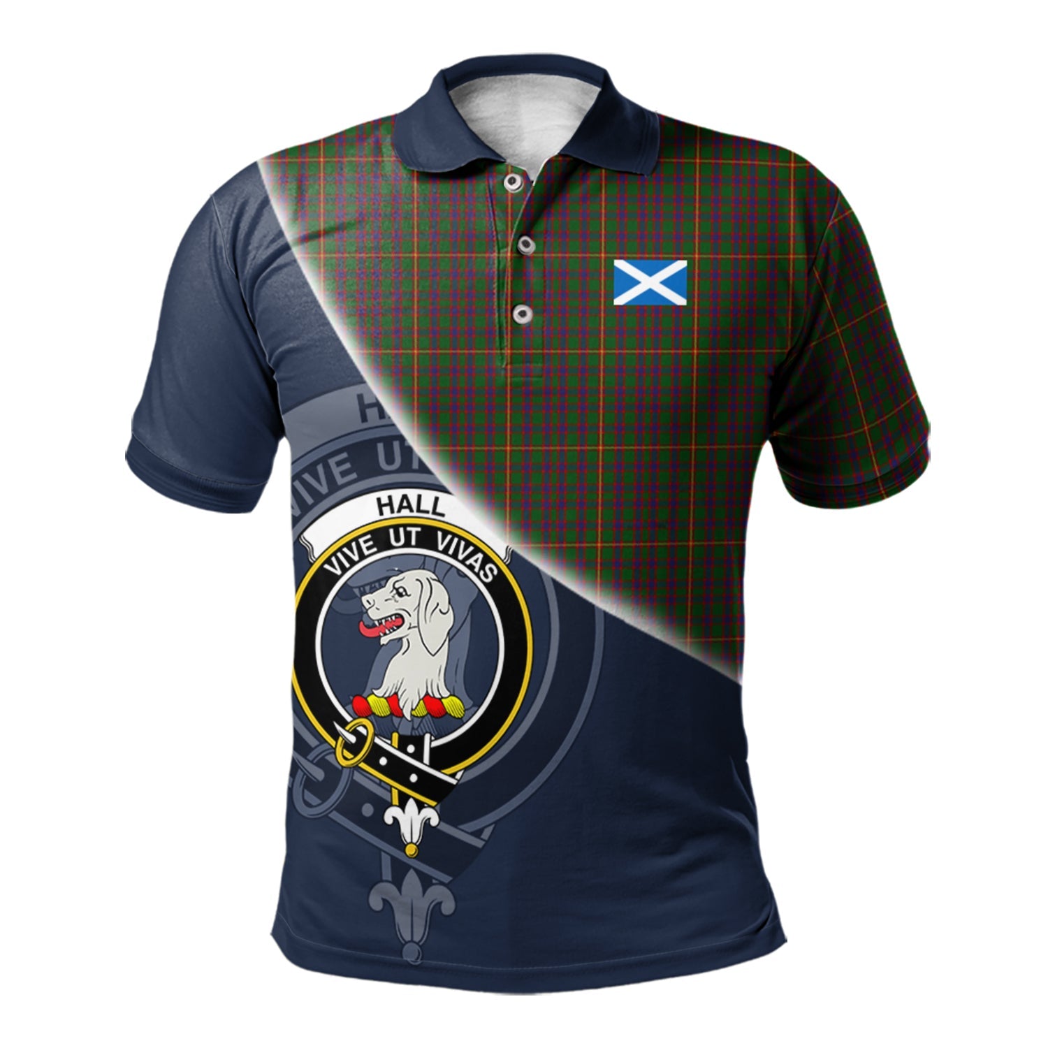 scottish-hall-clan-crest-tartan-scotland-flag-half-style-polo-shirt
