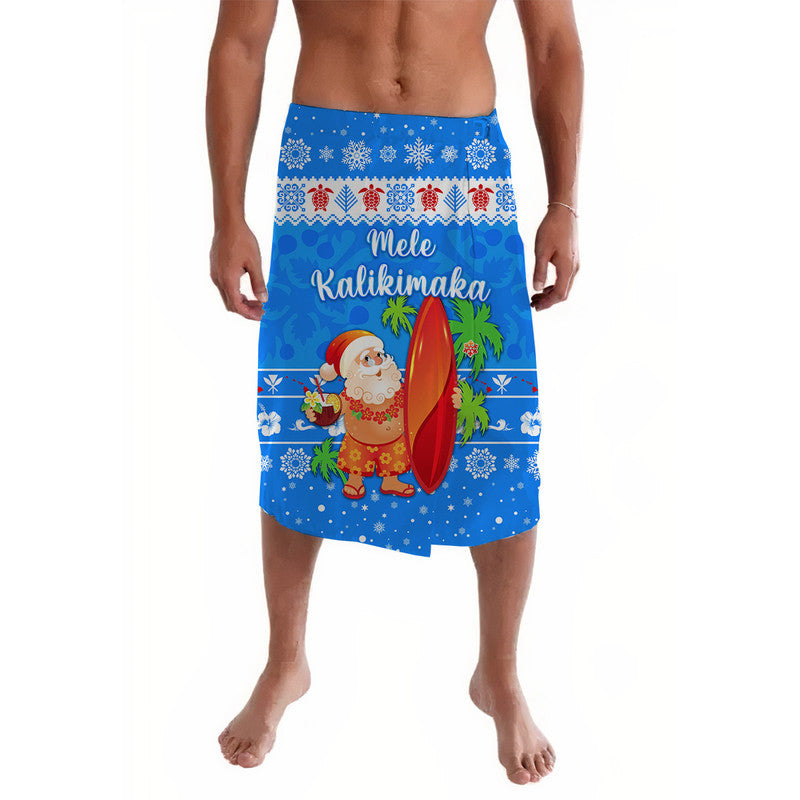 Hawaii Christmas Lavalava Santa Claus Surfing Simple Style - Blue LT8 - Wonder Print Shop