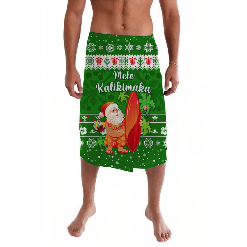 Hawaii Christmas Lavalava Santa Claus Surfing Simple Style - Green LT8 - Wonder Print Shop