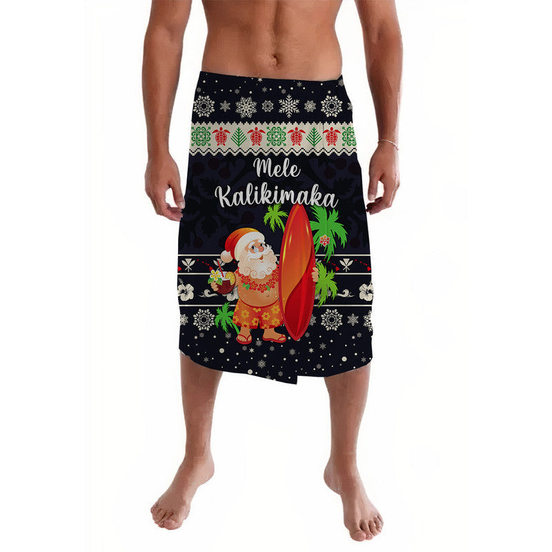 Hawaii Christmas Lavalava Santa Claus Surfing Simple Style - Navy LT8 - Wonder Print Shop