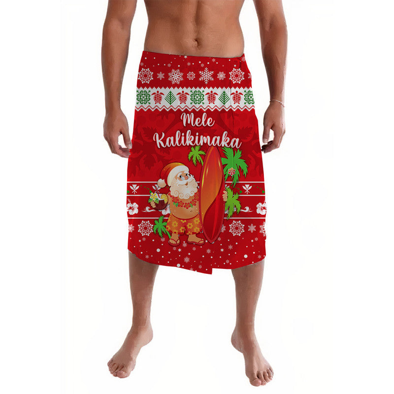 Hawaii Christmas Lavalava Santa Claus Surfing Simple Style - Red LT8 - Wonder Print Shop