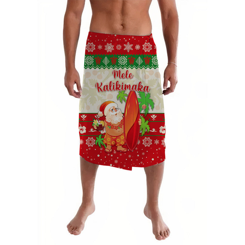 Hawaii Christmas Lavalava Santa Claus Surfing Simple Style - Beige Red LT8 - Wonder Print Shop