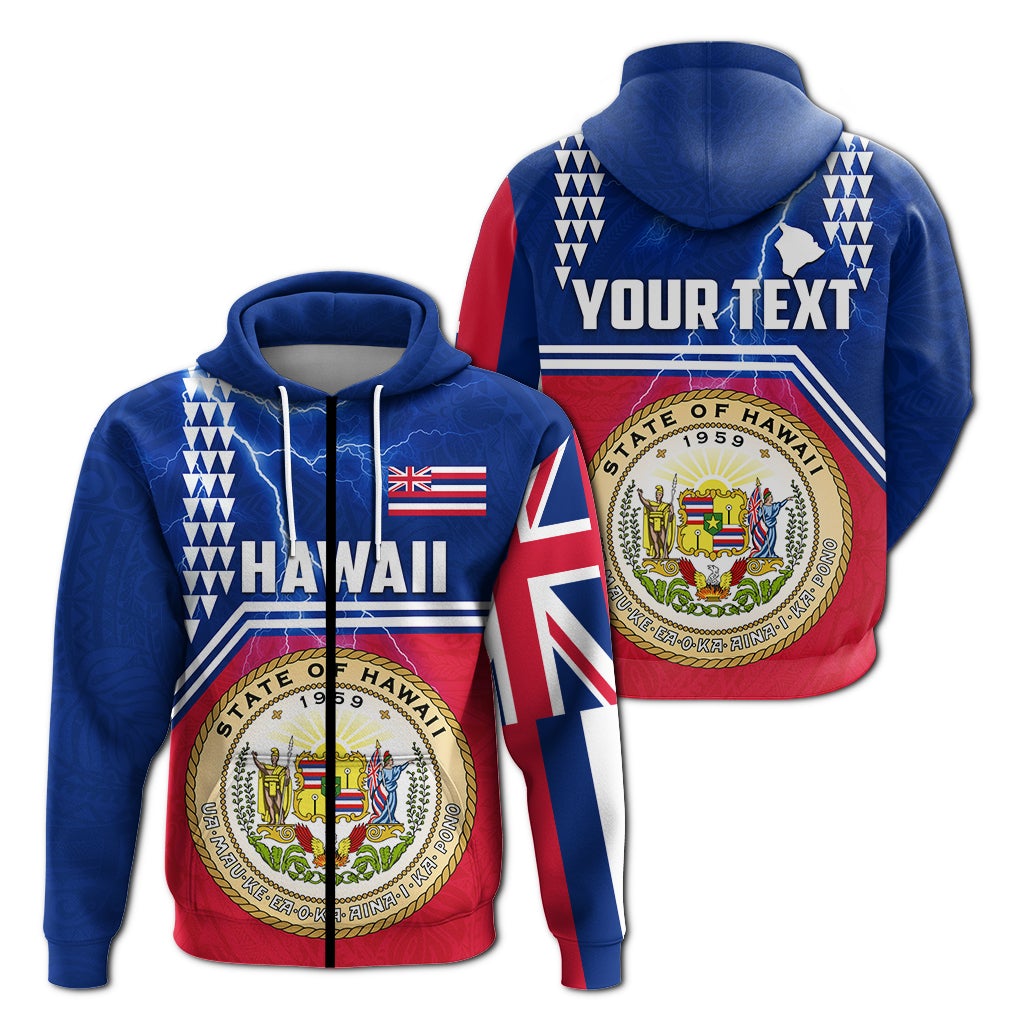 Custom Seal of Hawaii Zip Up Hoodie Kakau Polynesian Thunder Style LT4 - Wonder Print Shop