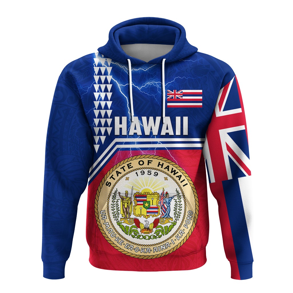 Custom Seal of Hawaii Hoodie Kakau Polynesian Thunder Style LT4 - Wonder Print Shop