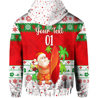 Custom Christmas Hawaii Hoodie Santa Claus Surfing Simple Style White LT8 - Wonder Print Shop