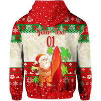 Custom Christmas Hawaii Hoodie Santa Claus Surfing Simple Style Beige Red LT8 - Wonder Print Shop