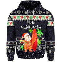 Custom Christmas Hawaii Hoodie Santa Claus Surfing Simple Style Navy LT8 - Wonder Print Shop