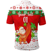 Custom Christmas Hawaii Polo Shirt Santa Claus Surfing Simple Style White LT8 - Wonder Print Shop