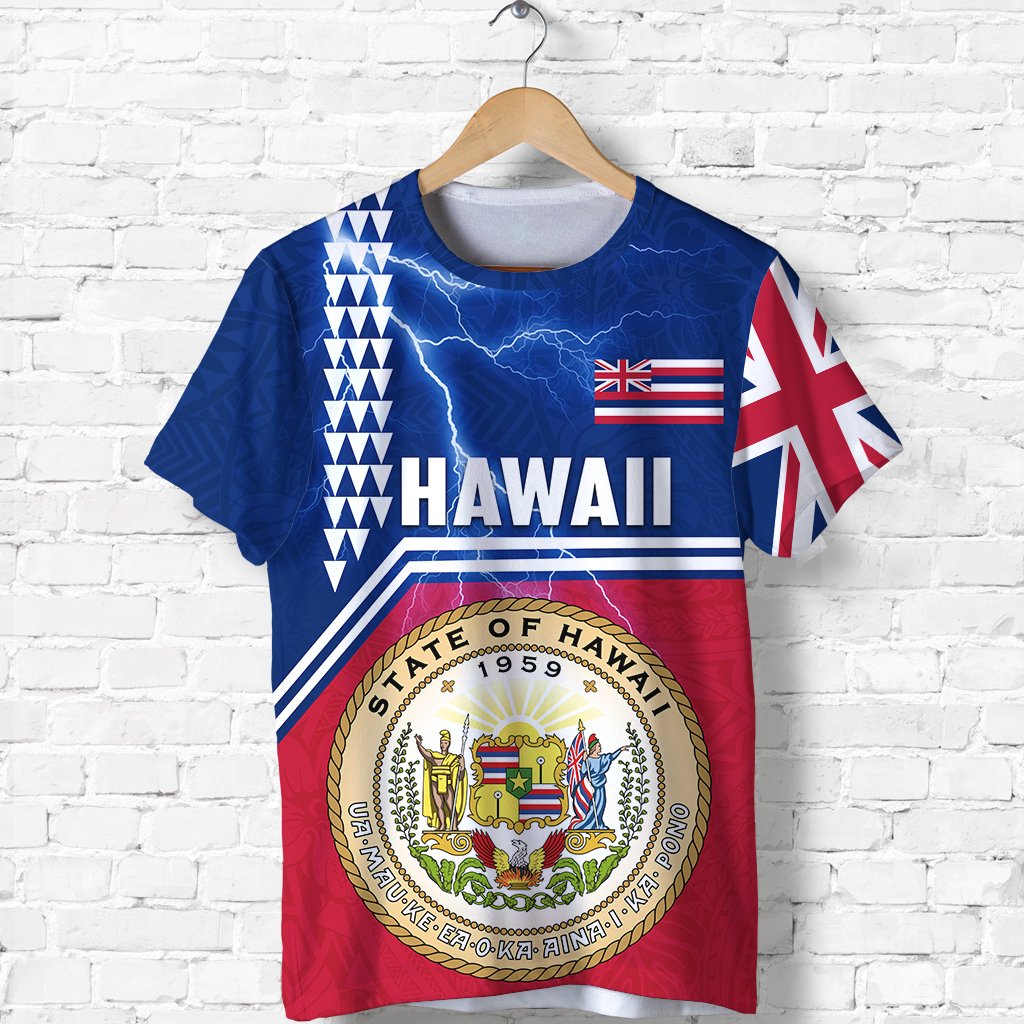 Custom Seal Of Hawaii T Shirt Kakau Polynesian Thunder Style LT4 - Wonder Print Shop