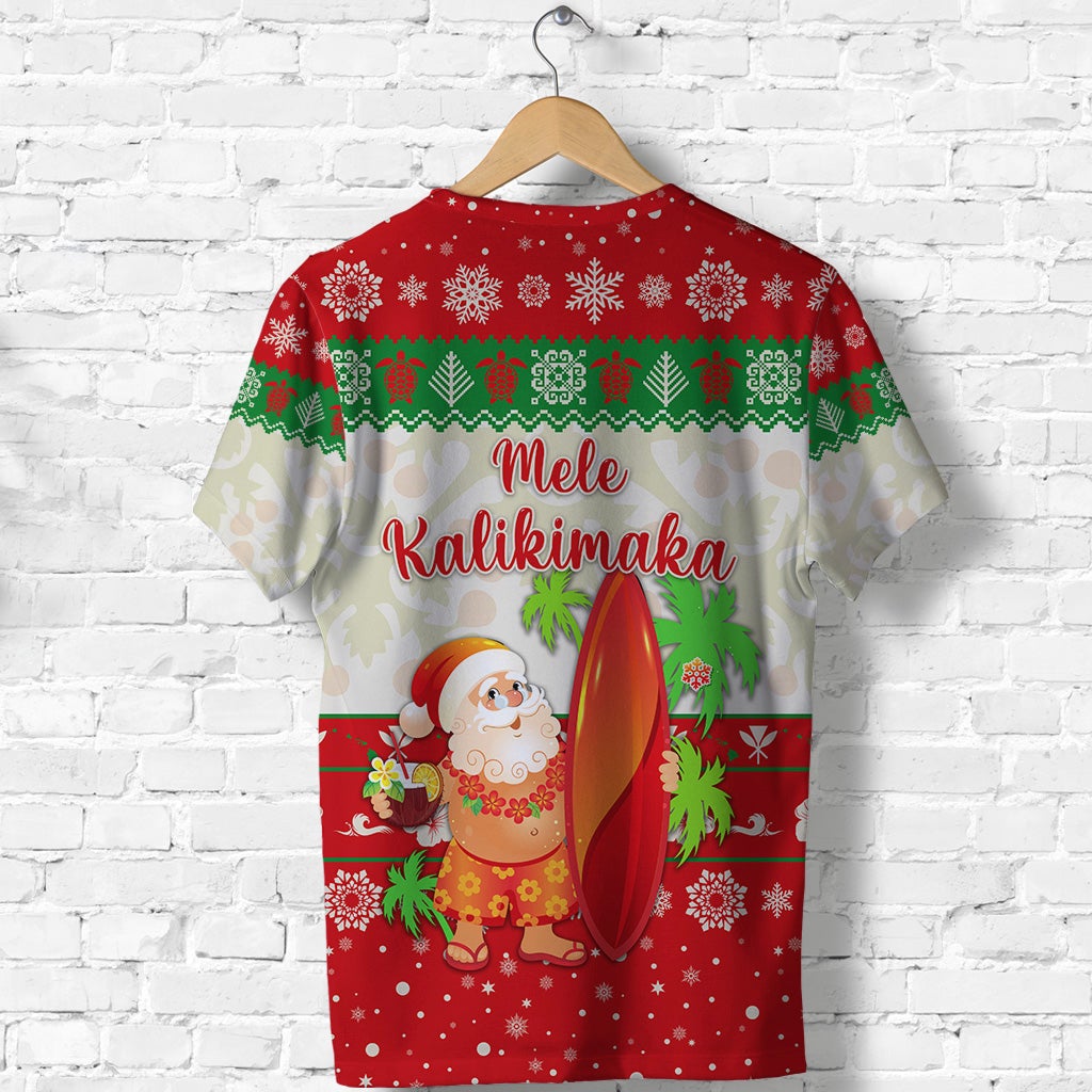 Hawaii Christmas T Shirt Santa Claus Surfing Simple Style Beige Red LT8 - Wonder Print Shop