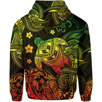 Hawaii Turtle Polynesian Hoodie Plumeria Flower Unique Style Reggae LT8 - Wonder Print Shop