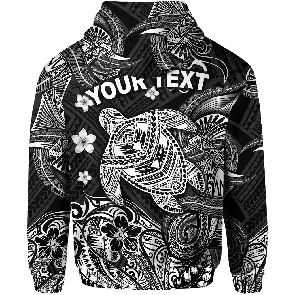 Custom Hawaii Turtle Polynesian Zip Hoodie Plumeria Flower Unique Style Black LT8 - Wonder Print Shop