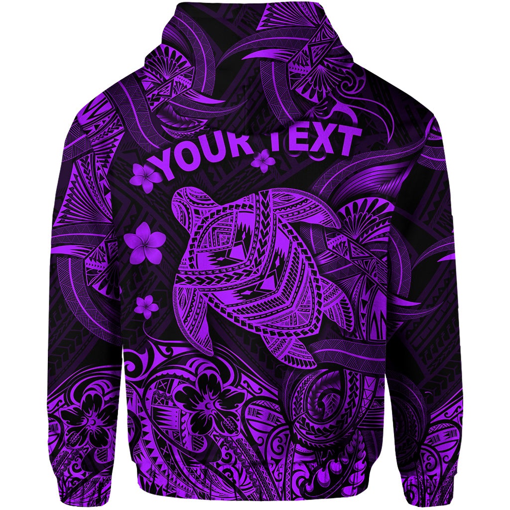 Custom Hawaii Turtle Polynesian Zip Hoodie Plumeria Flower Unique Style Purple LT8 - Wonder Print Shop