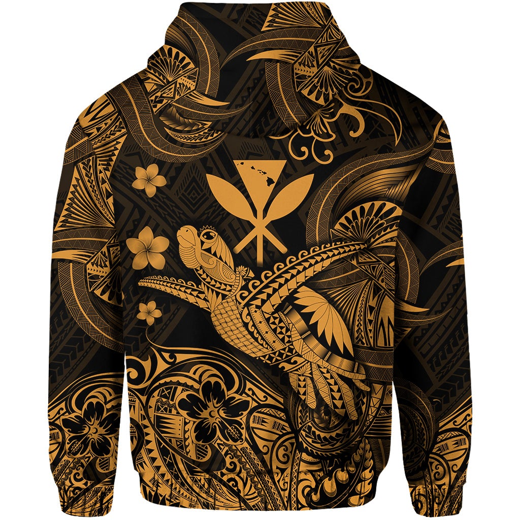 Hawaii Turtle Map Polynesian Hoodie Kanaka Maoli Unique Style Gold LT8 - Wonder Print Shop