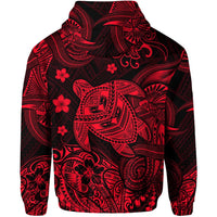 Hawaii Turtle Polynesian Zip Hoodie Plumeria Flower Unique Style Red LT8 - Wonder Print Shop