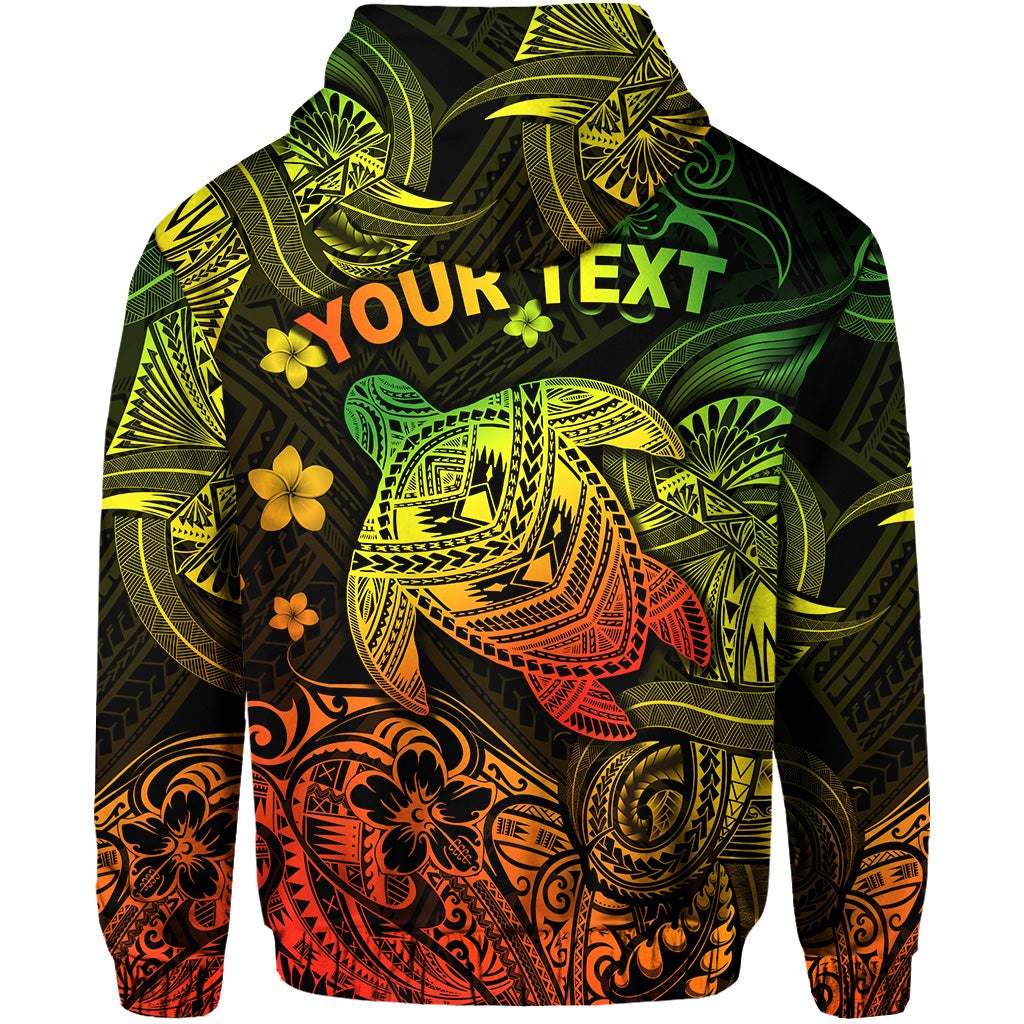Custom Hawaii Turtle Polynesian Hoodie Plumeria Flower Unique Style Reggae LT8 - Wonder Print Shop