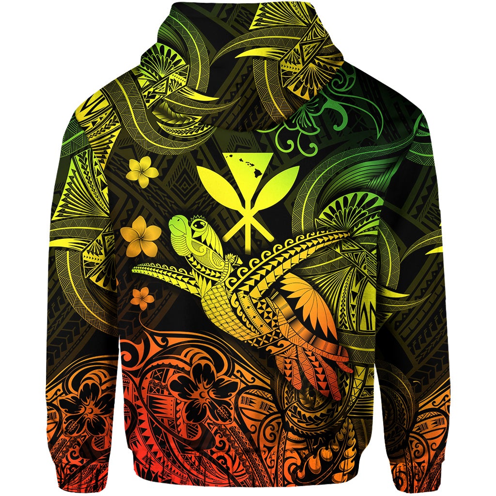 Hawaii Turtle Map Polynesian Hoodie Kanaka Maoli Unique Style Reggae LT8 - Wonder Print Shop