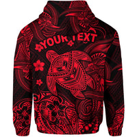 Custom Hawaii Turtle Polynesian Zip Hoodie Plumeria Flower Unique Style Red LT8 - Wonder Print Shop