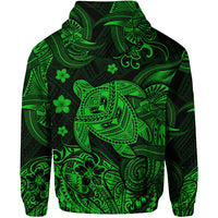 Hawaii Turtle Polynesian Zip Hoodie Plumeria Flower Unique Style Green LT8 - Wonder Print Shop