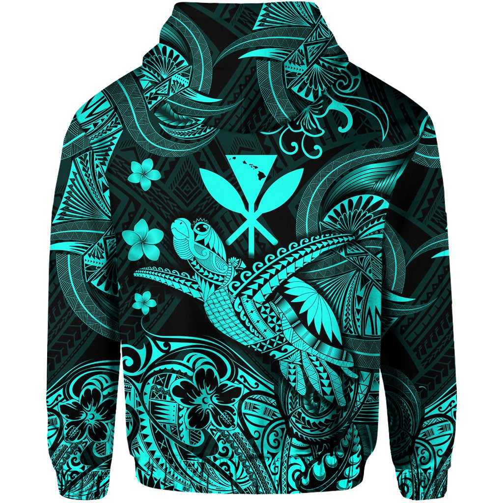 Hawaii Turtle Map Polynesian Zip Hoodie Kanaka Maoli Unique Style Turquoise LT8 - Wonder Print Shop