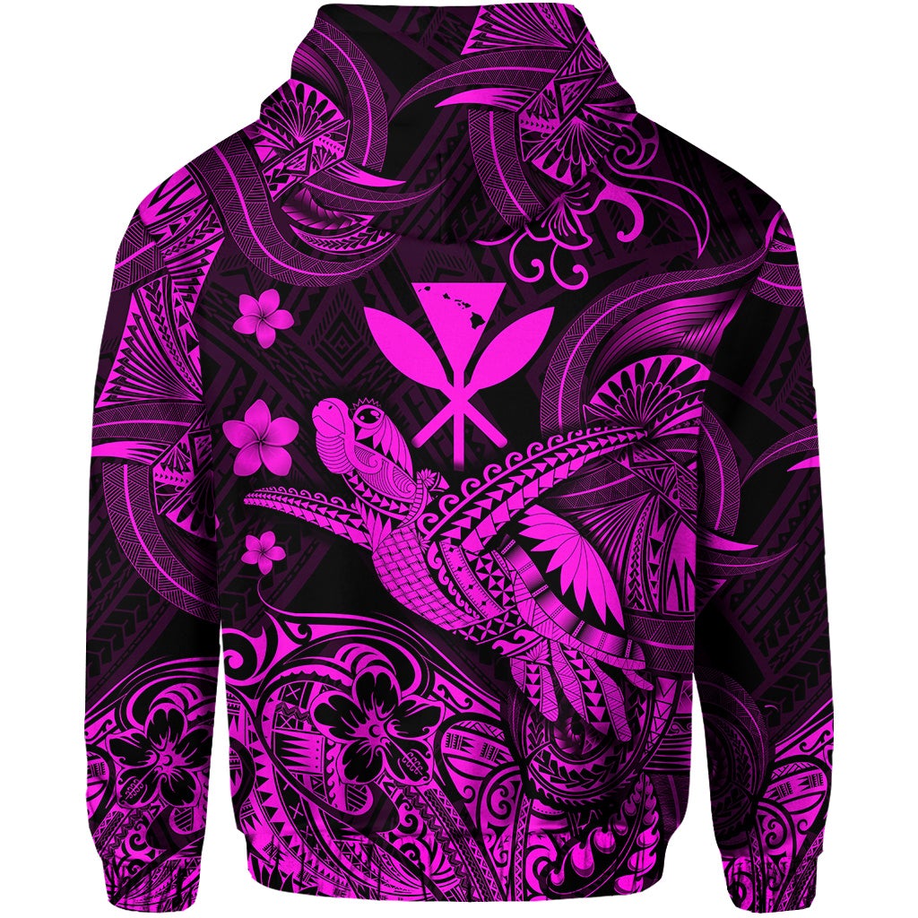 Hawaii Turtle Map Polynesian Zip Hoodie Kanaka Maoli Unique Style Pink LT8 - Wonder Print Shop