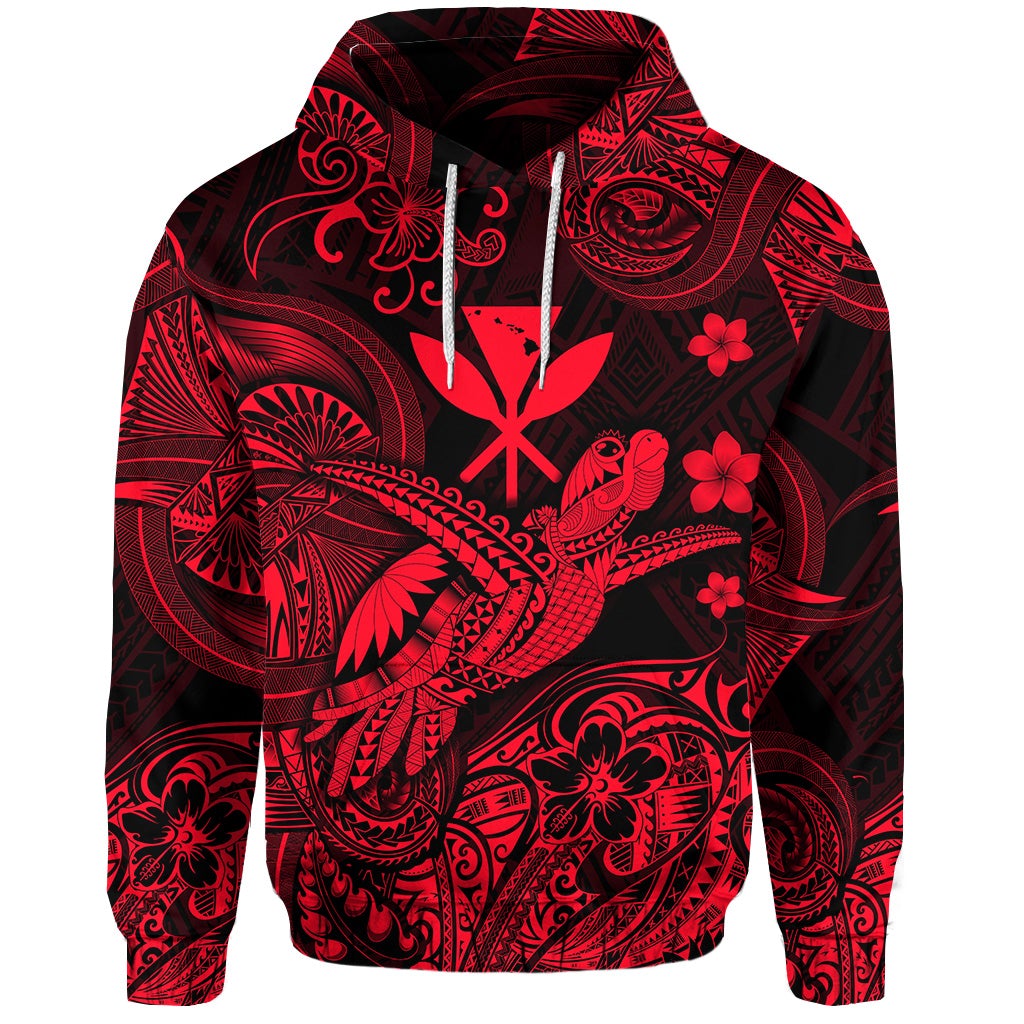 Custom Hawaii Turtle Map Polynesian Hoodie Kanaka Maoli Unique Style Red LT8 - Wonder Print Shop