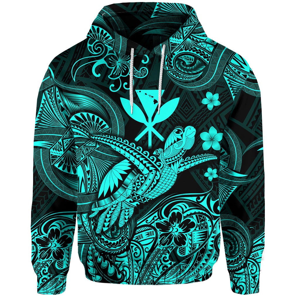 Hawaii Turtle Map Polynesian Hoodie Kanaka Maoli Unique Style Turquoise LT8 - Wonder Print Shop