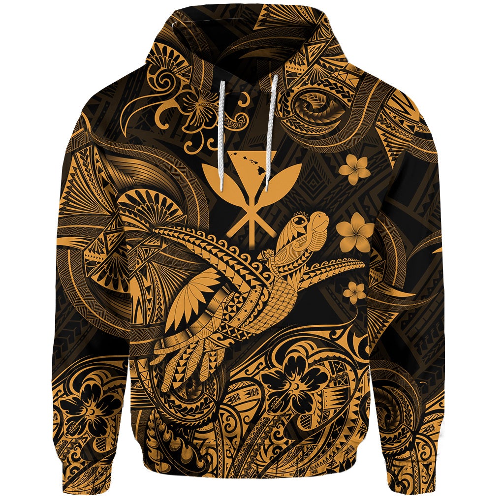 Custom Hawaii Turtle Map Polynesian Hoodie Kanaka Maoli Unique Style Gold LT8 - Wonder Print Shop