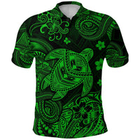 Custom Polynesian Turtle Polo Shirt with Plumeria Flower Unique Style Green LT8 - Wonder Print Shop