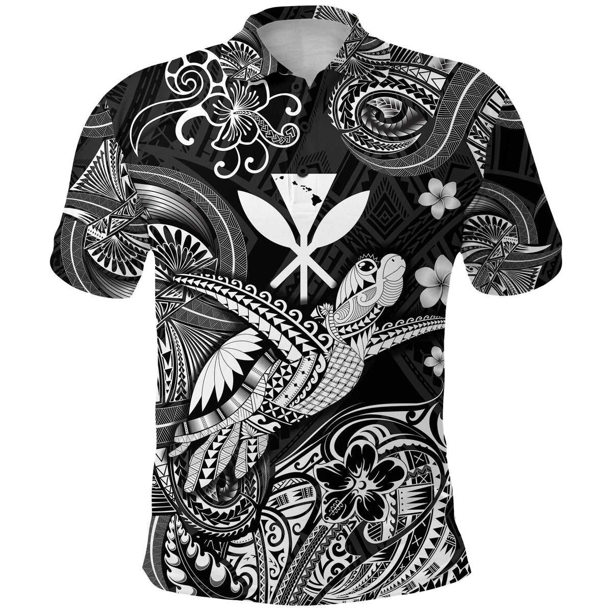 Hawaii Golf Shirts Polynesian Turtle with Kanaka Maoli Polo Shirt Unique Style Black LT8 - Wonder Print Shop