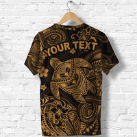 Custom Hawaii Turtle Polynesian T Shirt Plumeria Flower Unique Style Gold LT8 - Wonder Print Shop