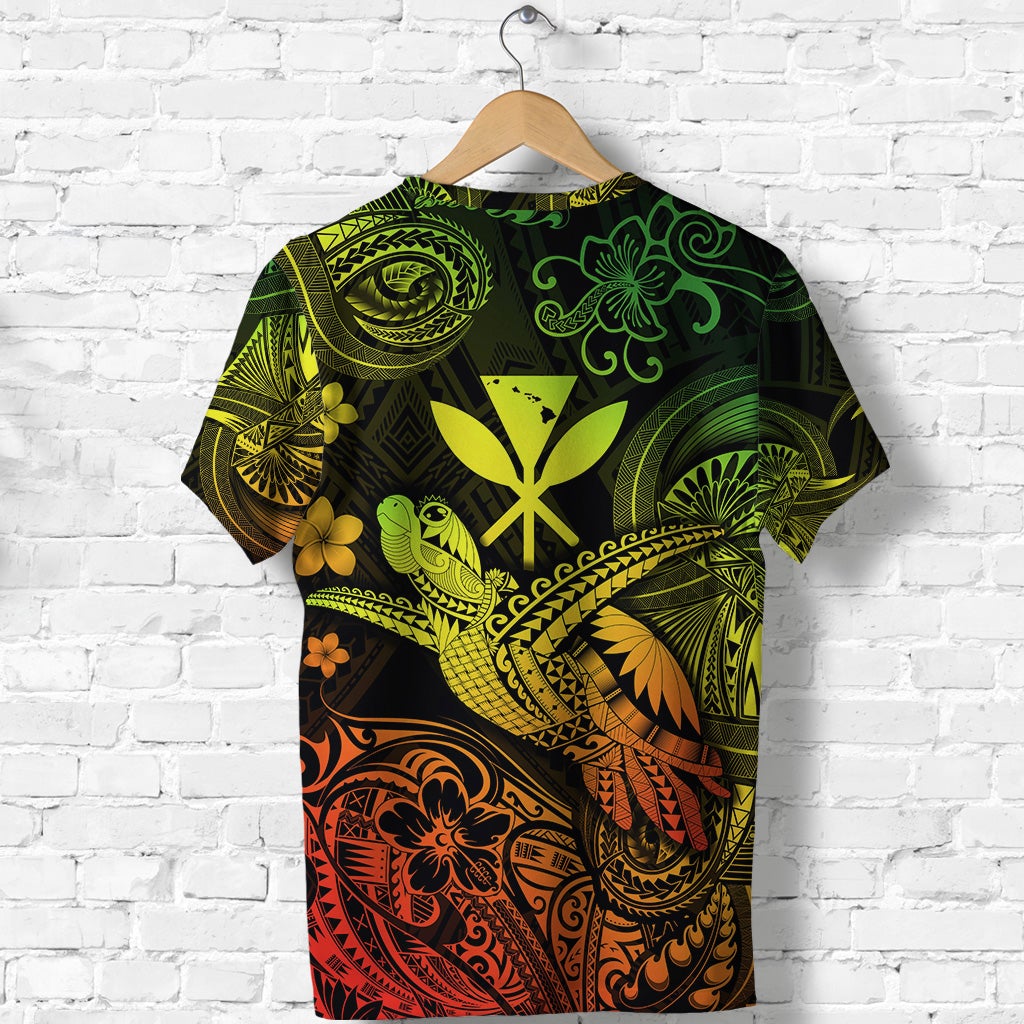 Hawaii Turtle Map Polynesian T Shirt Kanaka Maoli Unique Style Reggae LT8 - Wonder Print Shop