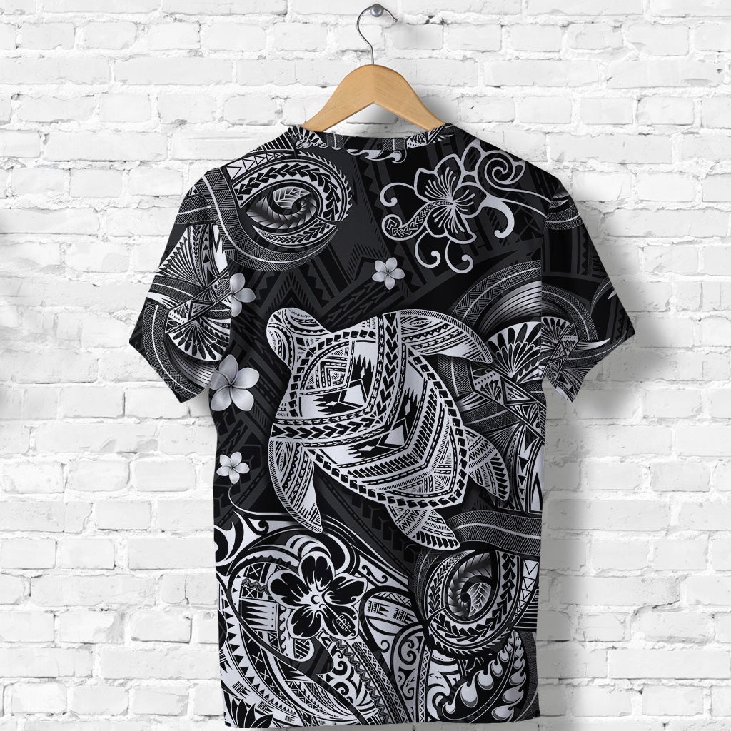 Hawaii Turtle Polynesian T Shirt Plumeria Flower Unique Style Black LT8 - Wonder Print Shop