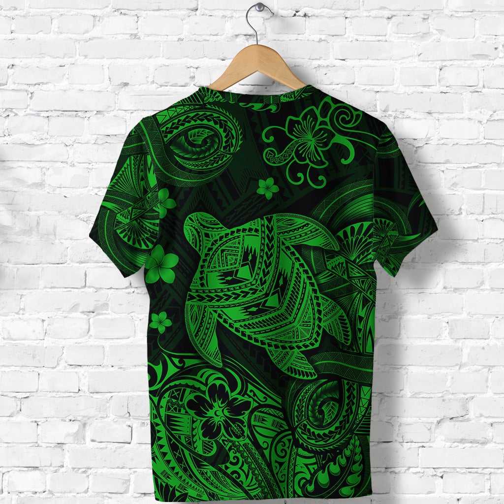 Hawaii Turtle Polynesian T Shirt Plumeria Flower Unique Style Green LT8 - Wonder Print Shop