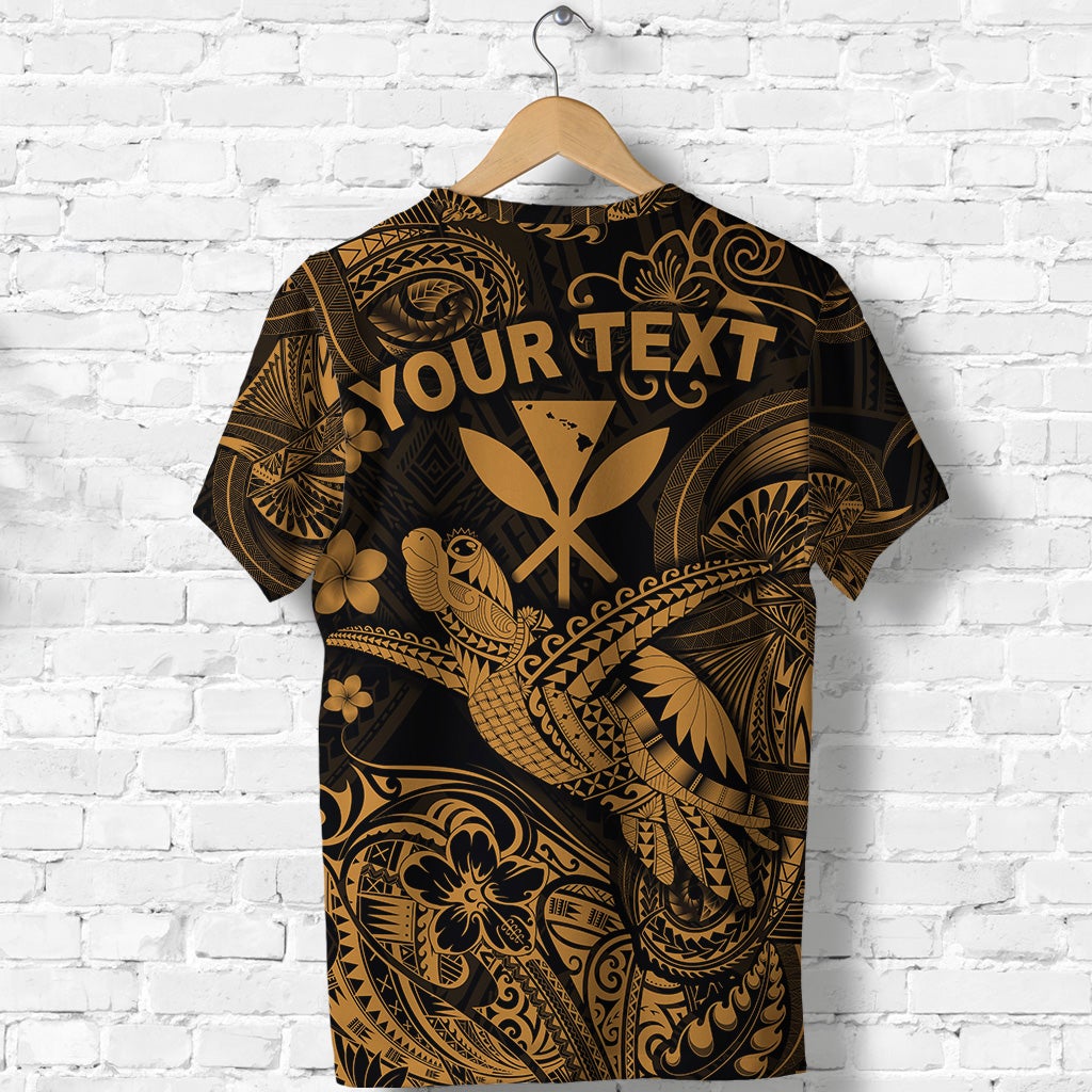 Custom Hawaii Turtle Map Polynesian T Shirt Kanaka Maoli Unique Style Gold LT8 - Wonder Print Shop