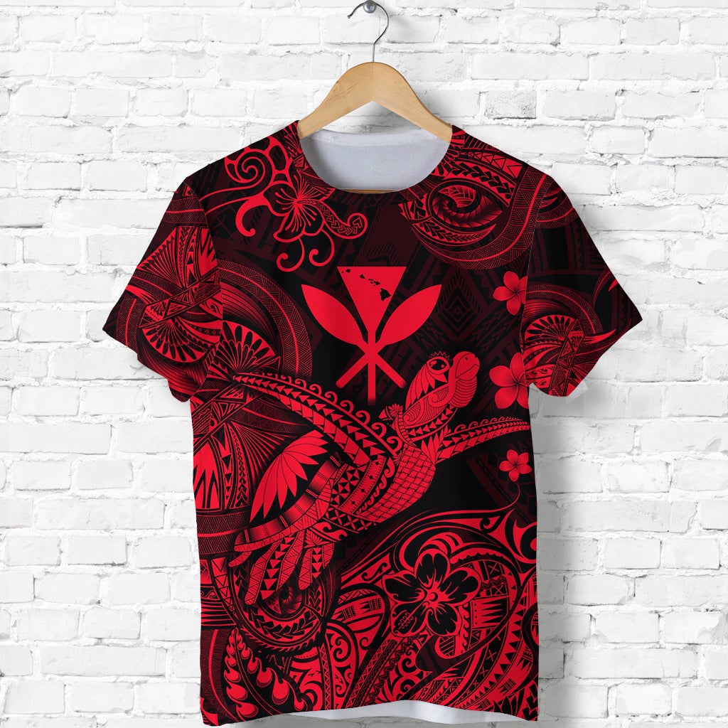 Custom Hawaii Turtle Map Polynesian T Shirt Kanaka Maoli Unique Style Red LT8 - Wonder Print Shop