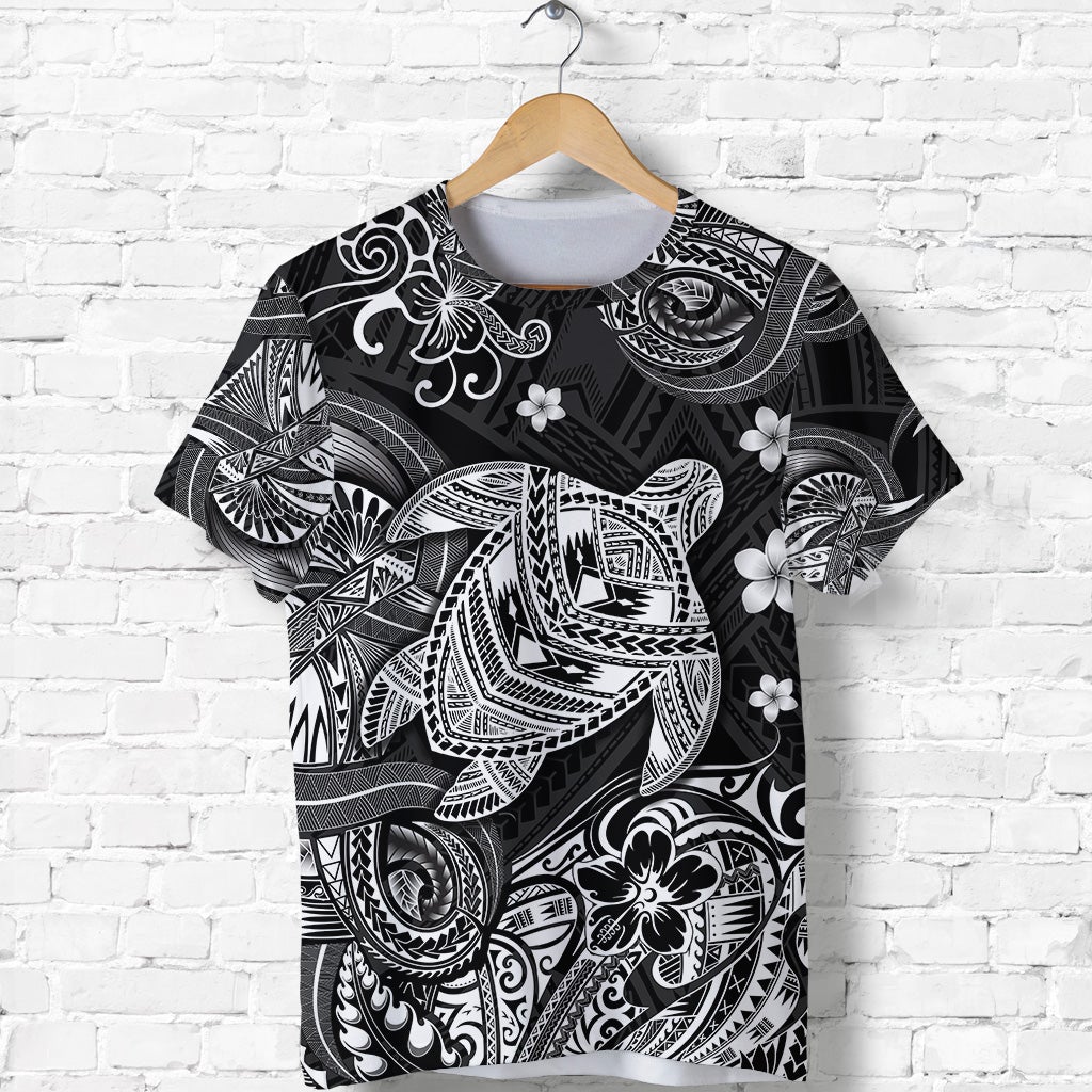 Custom Hawaii Turtle Polynesian T Shirt Plumeria Flower Unique Style Black LT8 - Wonder Print Shop