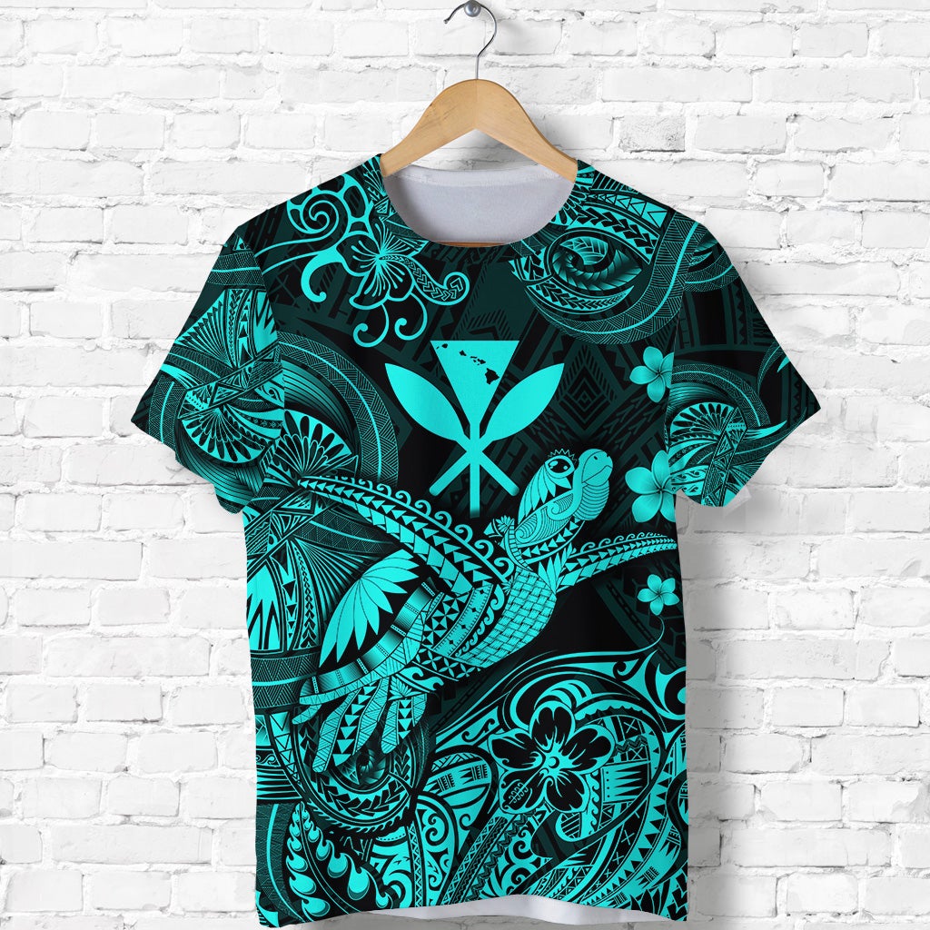 Custom Hawaii Turtle Map Polynesian T Shirt Kanaka Maoli Unique Style Turquoise LT8 - Wonder Print Shop