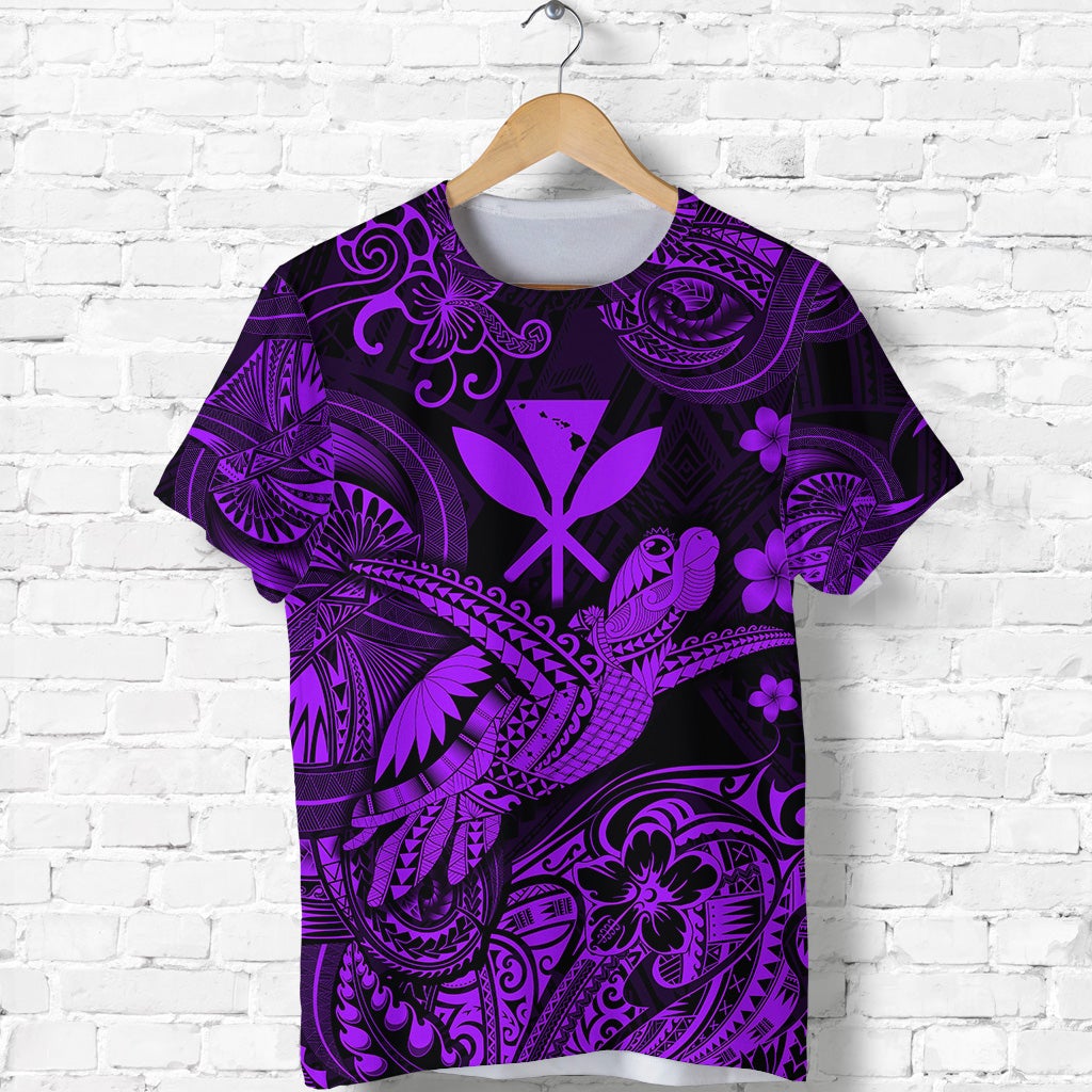 Custom Hawaii Turtle Map Polynesian T Shirt Kanaka Maoli Unique Style Purple LT8 - Wonder Print Shop