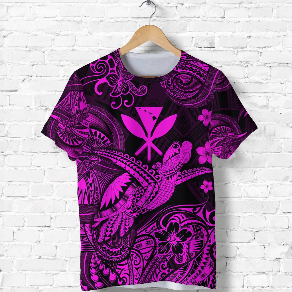 Custom Hawaii Turtle Map Polynesian T Shirt Kanaka Maoli Unique Style Pink LT8 - Wonder Print Shop